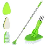 Armscye Long Handled Scrub Brush for Shower, 35'' Tub Cleaning Scrubber Brush Set, Adjustable Long Handle Scrub Brush for Cleaning Bathtub Wall Bathroom Glass Toilet(4 PCS)